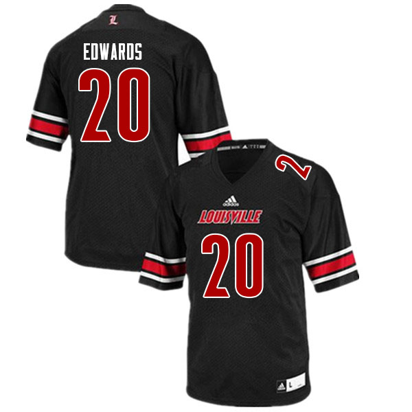 Men #20 Derrick Edwards Louisville Cardinals College Football Jerseys Sale-Black